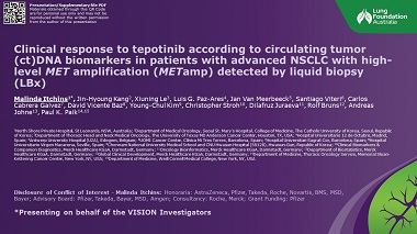 Clinical response to tepotinib according to circulating tumor (ct)DNA biomarkers in patients with advanced NSCLC with high-level MET amplification (METamp) detected by liquid biopsy (LBx)